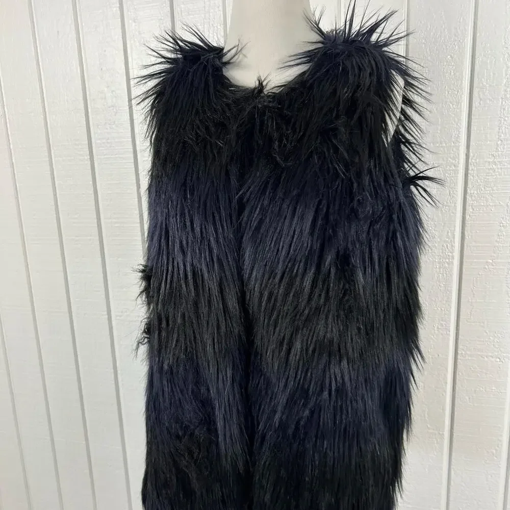 Romeo & Juliet Faux Fur Vest Festival Boho Glam Women Small Black - Picture 4 of 8